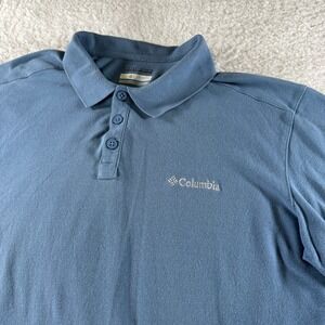 Columbia Omi-Wick Polo Shirt Collared Blue Men's Large Clean Button Up Work